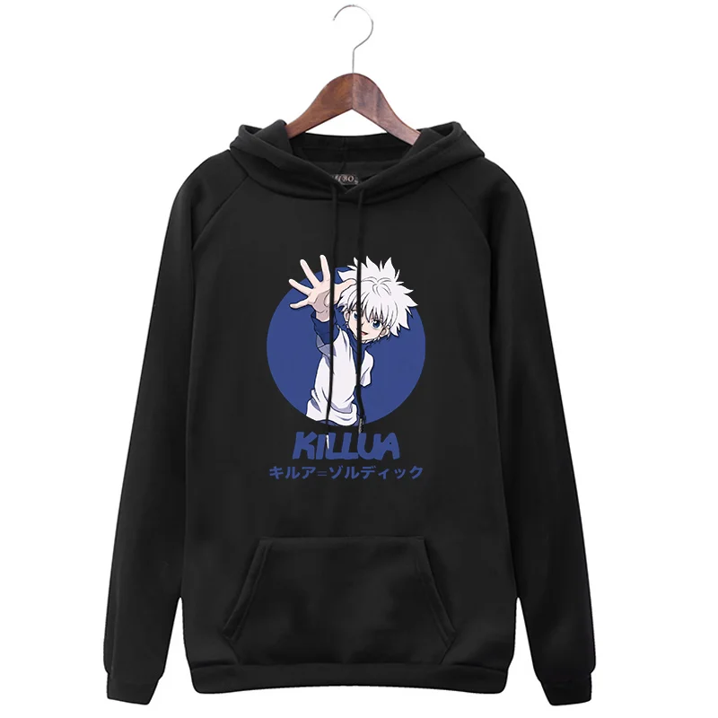 Jangj Killua-Hunter x Hunter Hoodie Fun Anime Japanese Print Pullover Women's Hooded Sweatshirt Harajuku Oversize Streetwear Hoodie