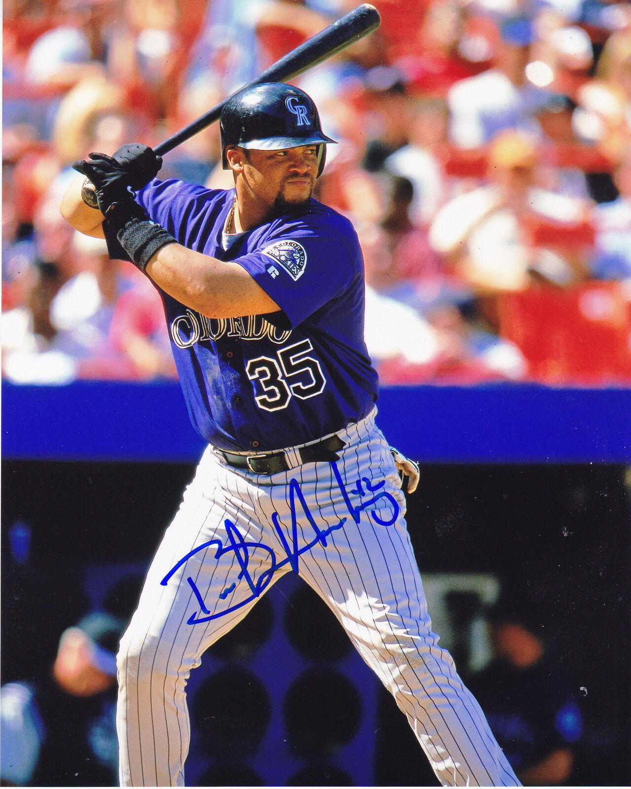 BUTCH HUSKEY COLORADO ROCKIES ACTION SIGNED 8x10