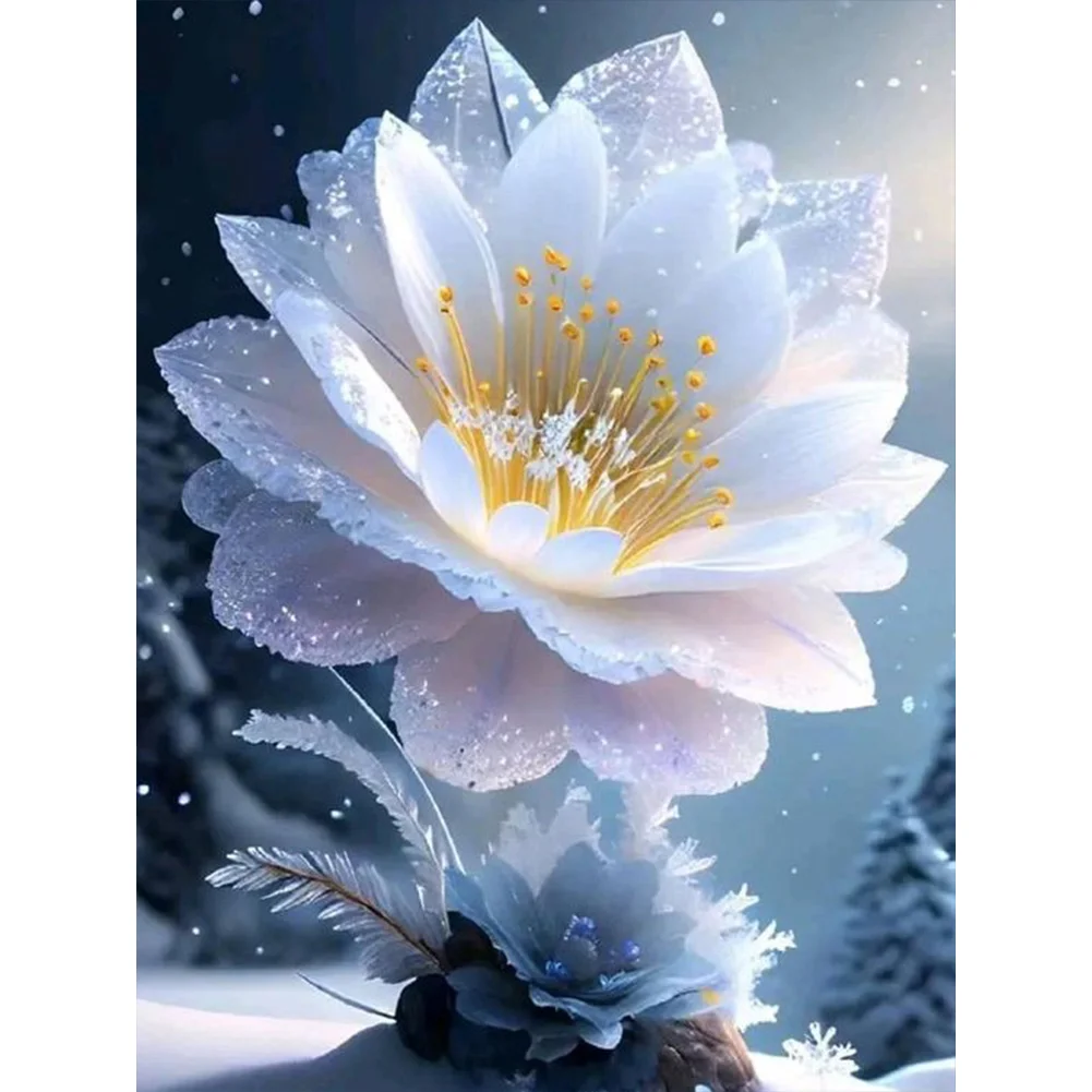 Full Round Diamond Painting - Snow Lotus(Canvas|30*40cm)