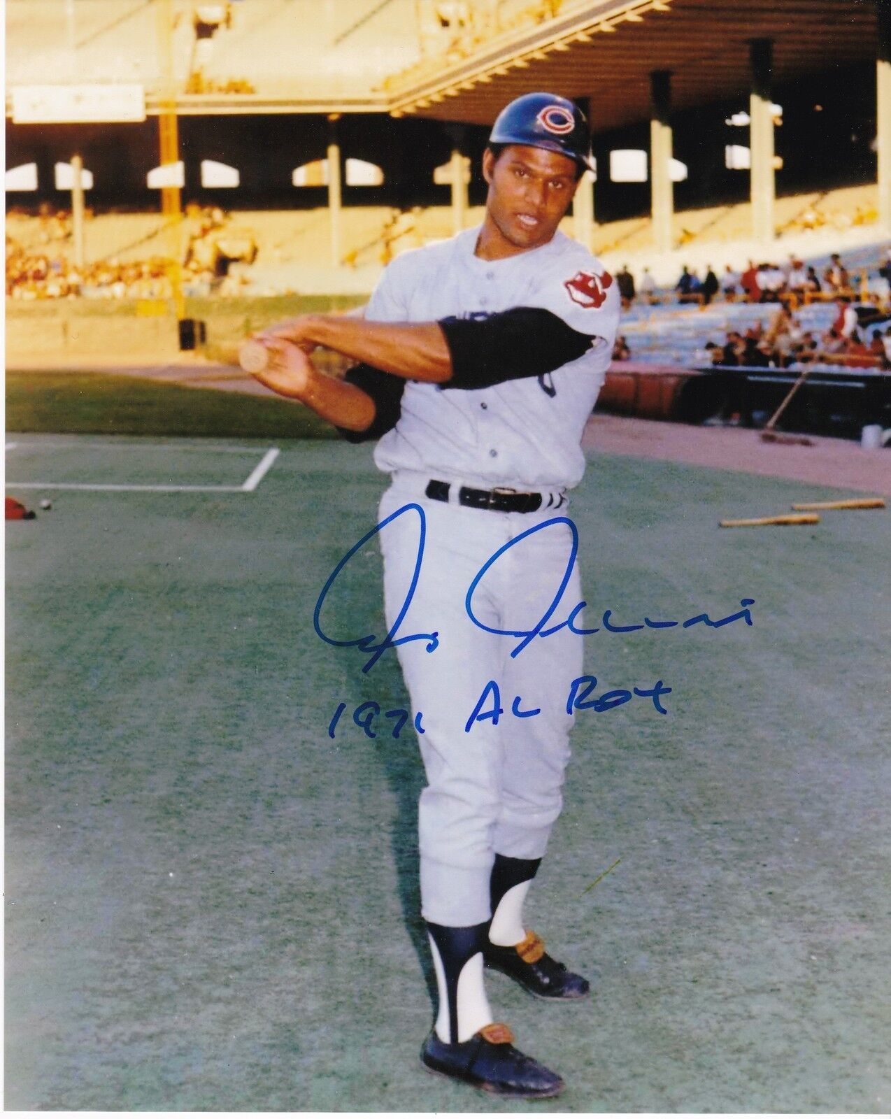 CHRIS CHAMBLISS CLEVELAND INDIANS 1971 AL ROY ACTION SIGNED 8x10