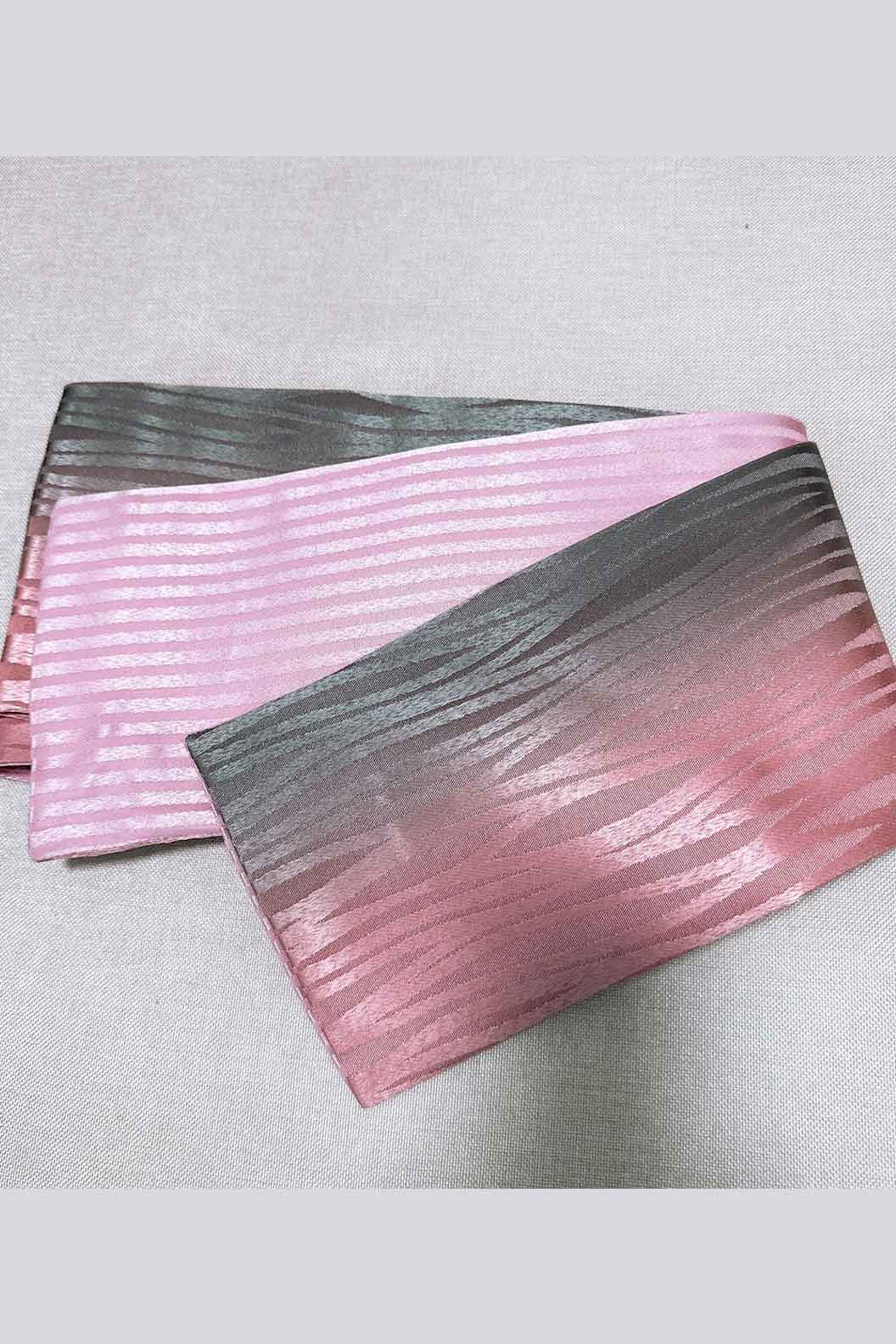 Flat Obi Belt-- Pink Gradient Stripes Stupa Stones