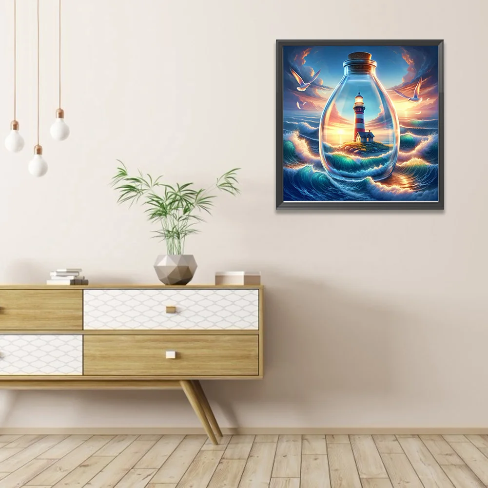 Partial AB Diamond Painting - Full Round Drill - Sea Lighthouse(Canvas|45*45cm)