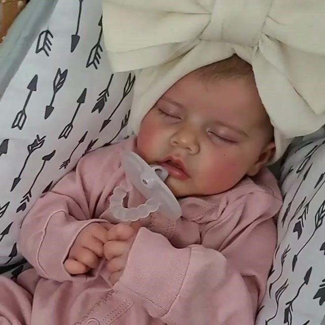 [New Series!]12"Cute Lifelike Handmade Eyes Closed Reborn Newborn Brown Hair Baby Girl Doll Named Damash