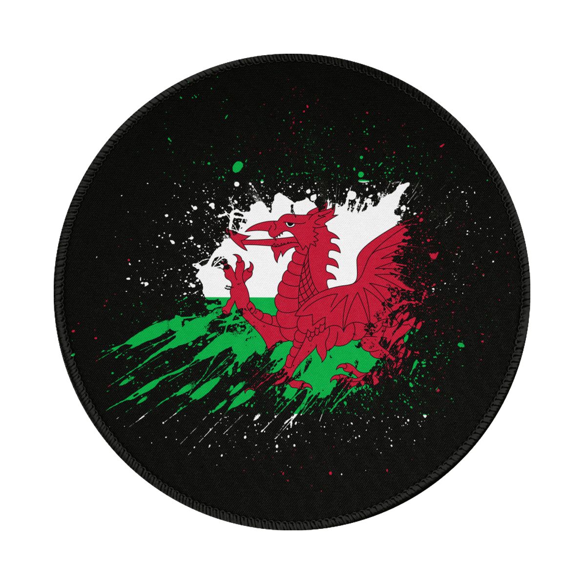 Wales Ink Spatter Non-Slip Rubber Round Mouse Pad