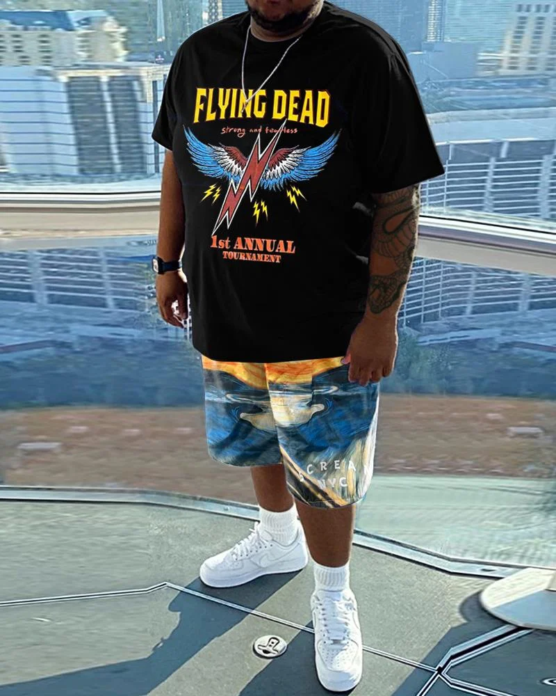 Men's Daily Casual Flying Dead Printed Short Sleeve T-Shirt Set