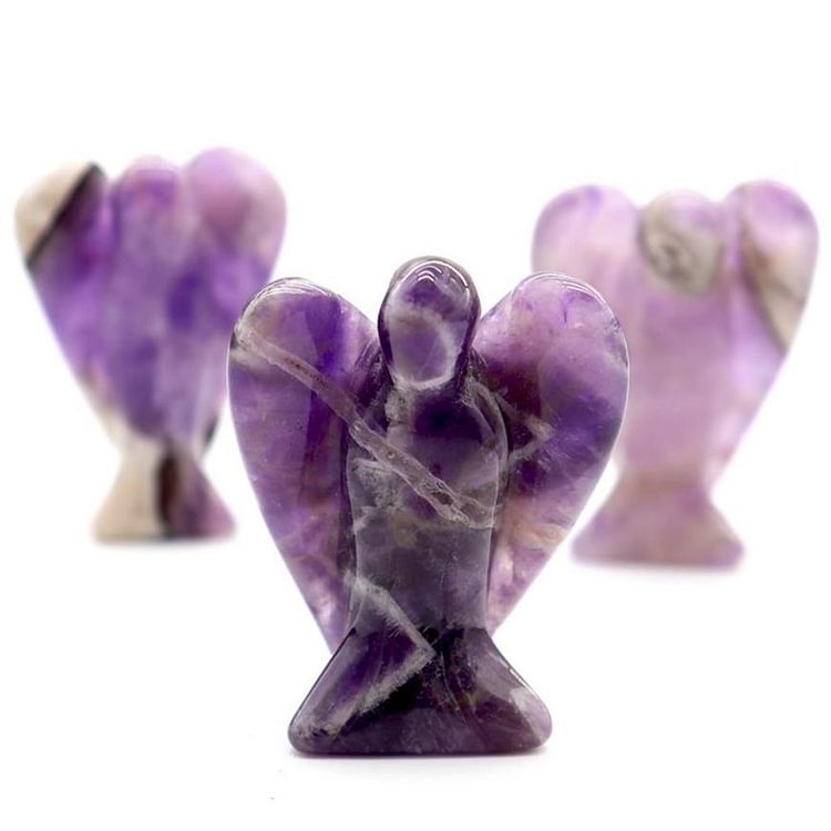 Crystal Gemstone Carved Pocket Crystal Guardian Angel Figurines 3 inch Model Bulk