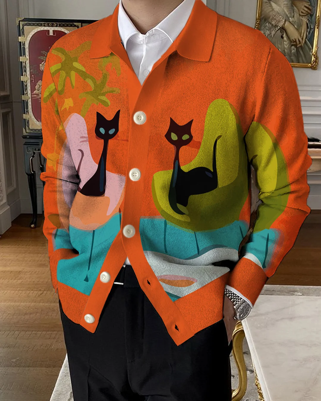 Men's Lapel Knitted Sweater Cardigan 9919