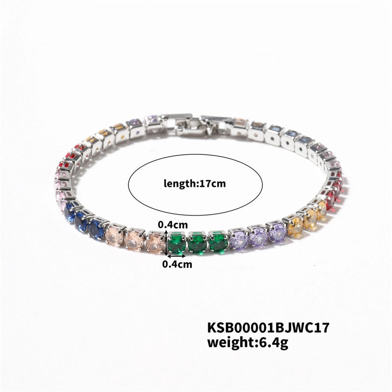 Hip-Hop Solid Color Copper Inlay Zircon K Gold Plated Rhodium Plated Unisex Tennis Bracelet