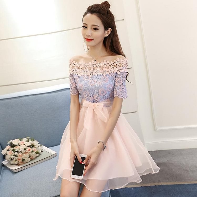 Stylish Lace Tulle Short Dress, Summer Dress SP14964