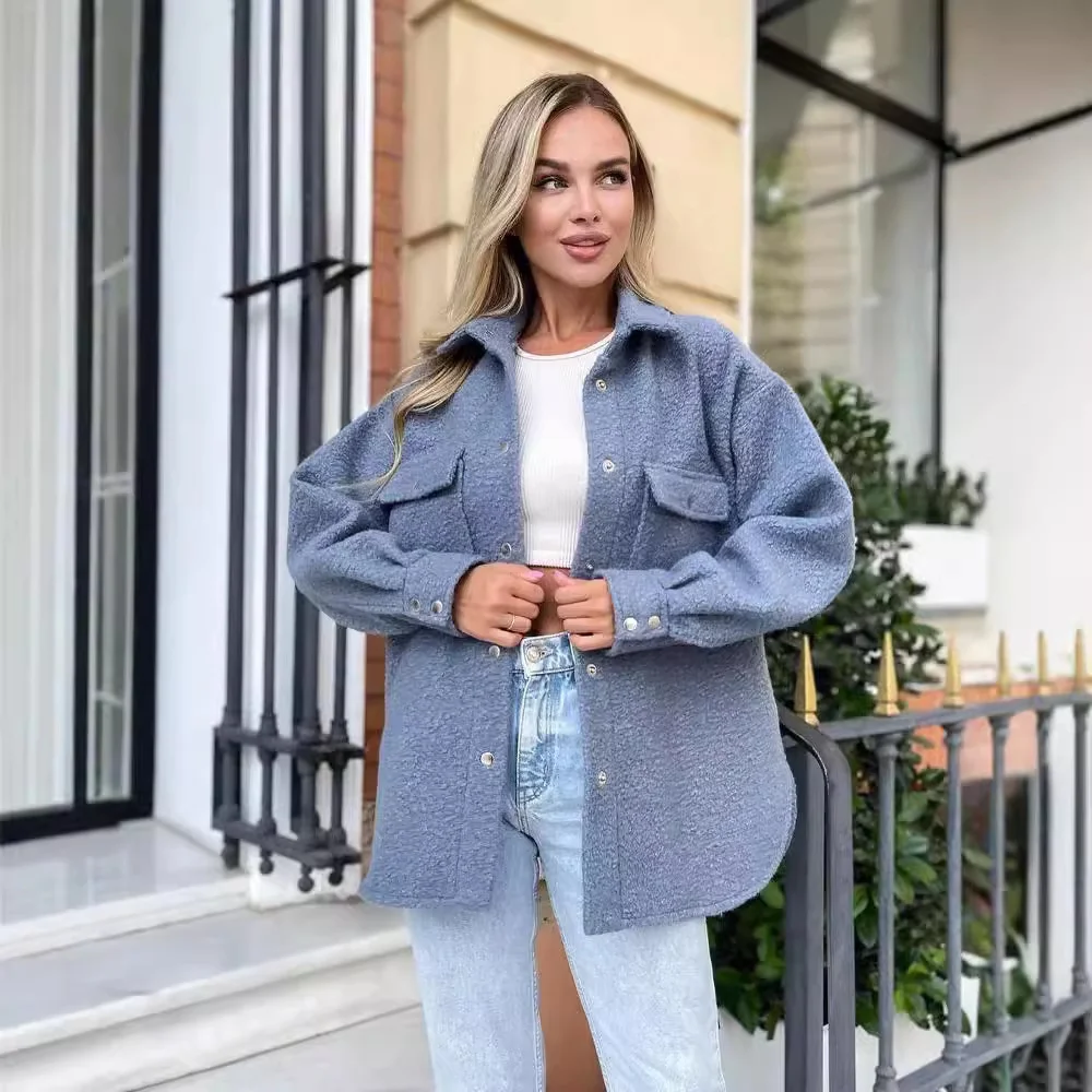 Nigikala Nigikala Women's Clothing 2025 Autumn And Winter New Hairy Casual Clip Long-Sleeved Shirt