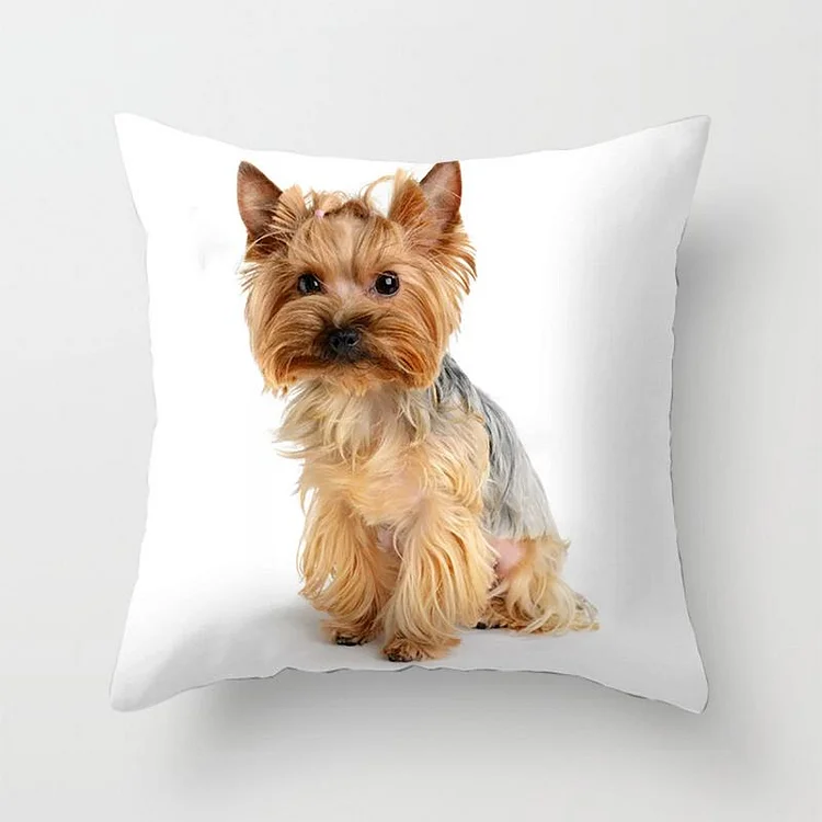 1PC Cute Dog Yorkie BICHON Dog Yorkshire Decor Print Pillow Case Bedroom Sofa Waist Cushions Cover Car Decoration Cushion Cover