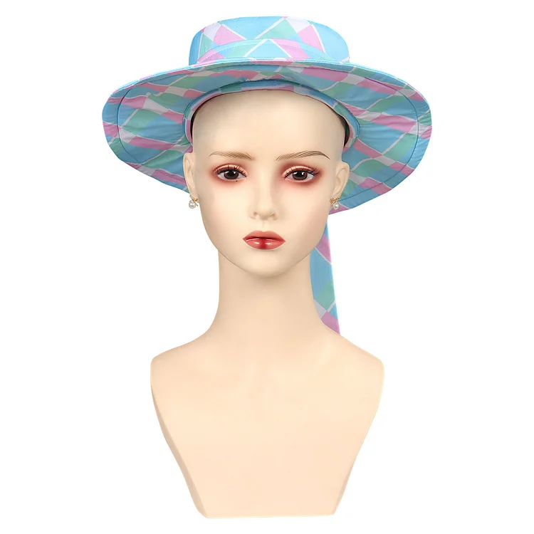 Barbie 2023 Margot Robbie Barbie Cosplay Blue Beach Hat Cap Earings Halloween Carnival Accessories