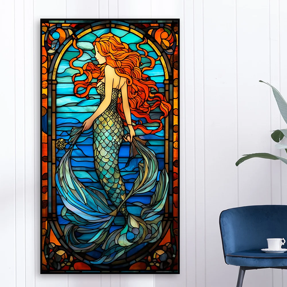 Diamond Painting - Full Round Drill - Stained Glass Mermaid(40*70cm)