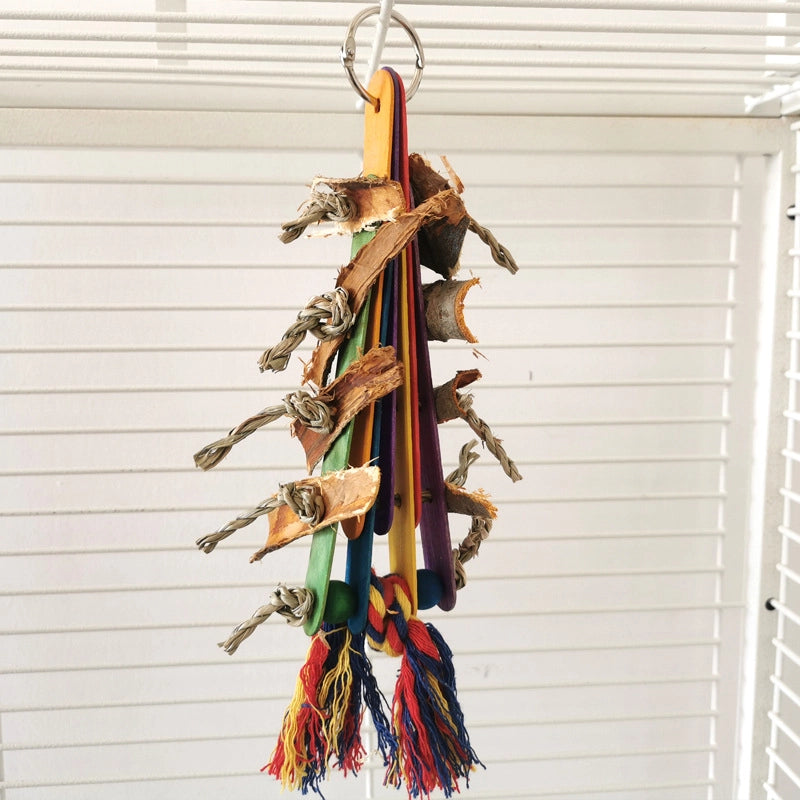 Xuan Feng Parrot Toy Peony Small Bird Rattan Ball Grass Ball Corncob Bite String Wooden Bite Beak Grinding Pet Supplies