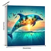 Framed Diamond Painting - Full Round Drill - Sunset Dolphin (25x25cm)