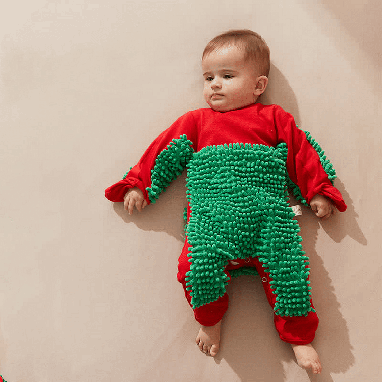 Baby Color Block Cleaning Mop Romper