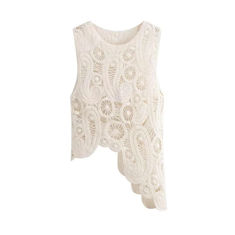 Hollow out Crochet Vacation Top and Skirt Cover up