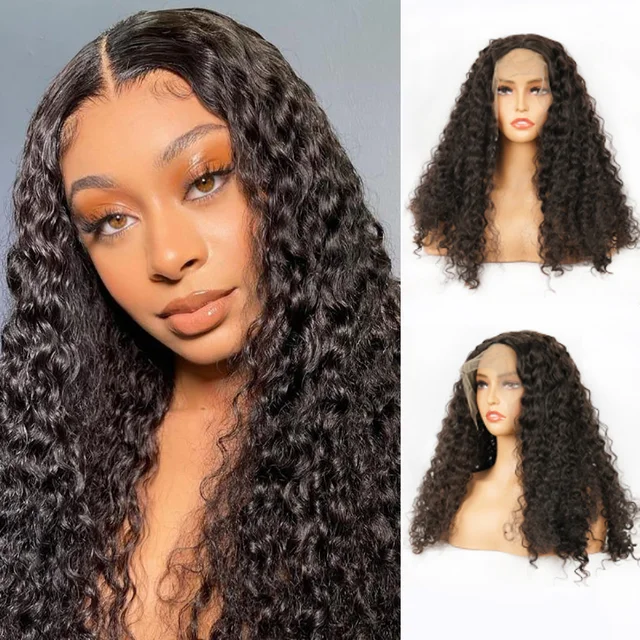 Jewtribute Hair®|Kinky Curly Natural Black Fiber Wig Middle Part Daily