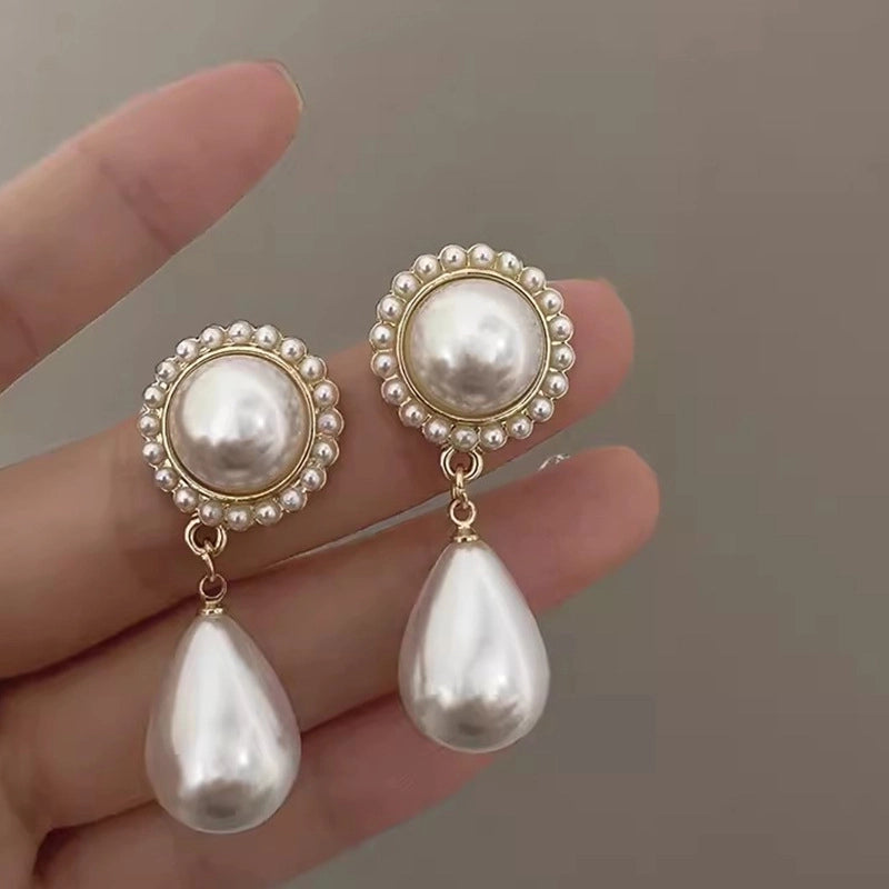 1 Pair IG Style Minimalist U Shape Geometric Flower Inlay Imitation Pearl Artificial Pearls Rhinestones Drop Earrings Ear Studs