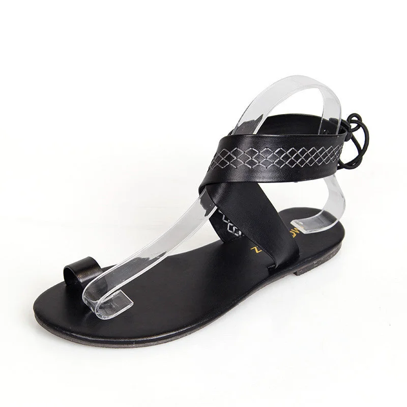 Women Trendy Braided Flip Roman Style Sandals