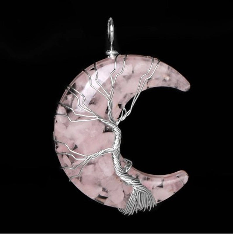 Casual Minimalist Moon Natural Stone Opal Plating Women’s Pendant Necklace Necklace Pendant