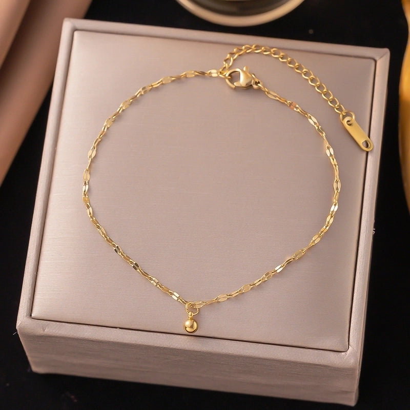 Elegant Streetwear Heart Shape Titanium Steel Anklet