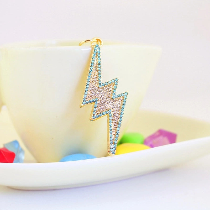 Minimalist Lightning Zinc Alloy Plating Inlay Rhinestones Unisex Bag Pendant Keychain