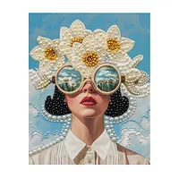 White Flower Woman - Pearls Painting