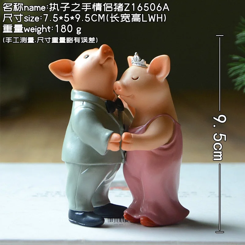 Romantic Couple Pig Figurine Bride and Groom Wedding Gifts for Guests Aesthetic Room Decor Gifts for Valentine's Day