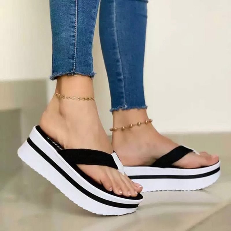 New Women Sandals Casual Platform Shoes Women Clip Toe Heels Sandals Summer Slippers Flip Flops Women Wedges Chaussure Femme