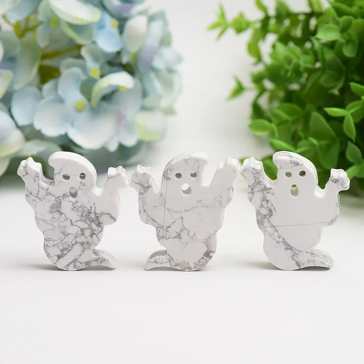 2.0" Howlite Ghost Carving for Halloween Decor