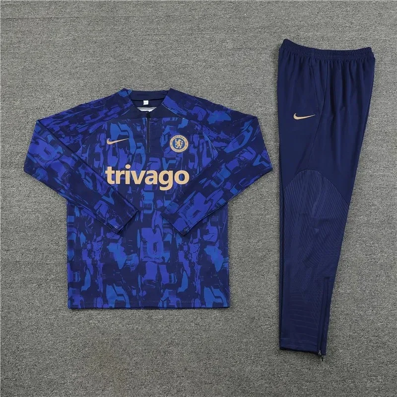 2023/2024 Chelsea Half-Pull Training Suit Blue Football Shirt 1:1 Thai Quality