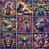 Bunte Tiere - Rundbohrer Diamantmalerei - 30*30cm