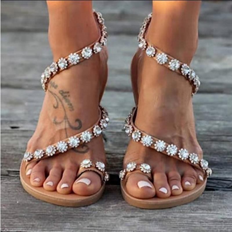 Comstylish Bohemian Rhinestone Sandals
