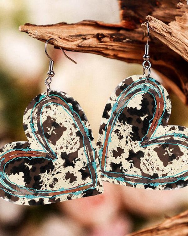 Leopard Print Heart Earrings