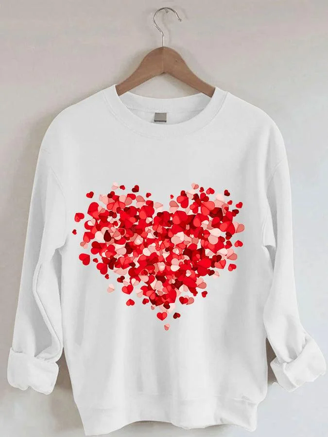Women's Love Heart Print Sweatshirt