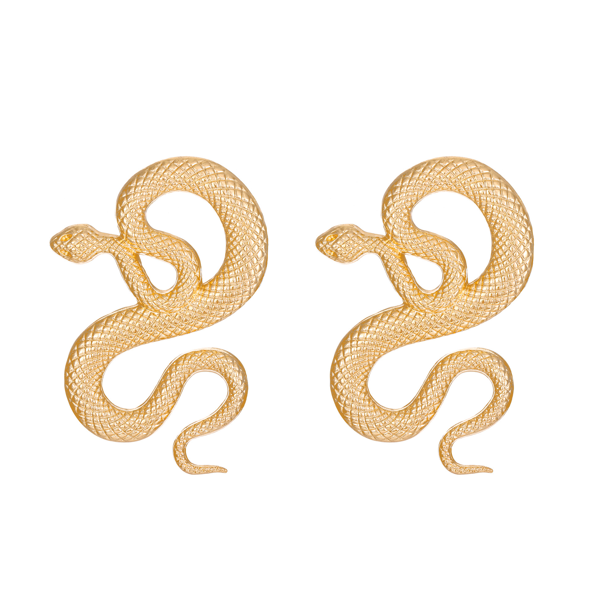 Round Snake Gold-Plated Earrings