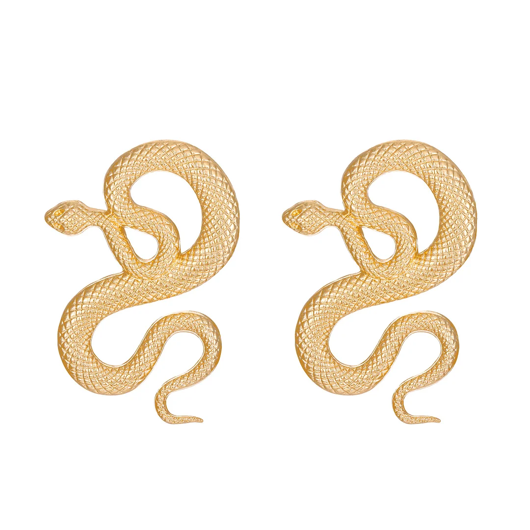 Round Snake Gold-Plated Earrings