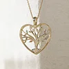 14K Yellow Gold Heart Shape Pendant Necklace - Tree of the Soul Design