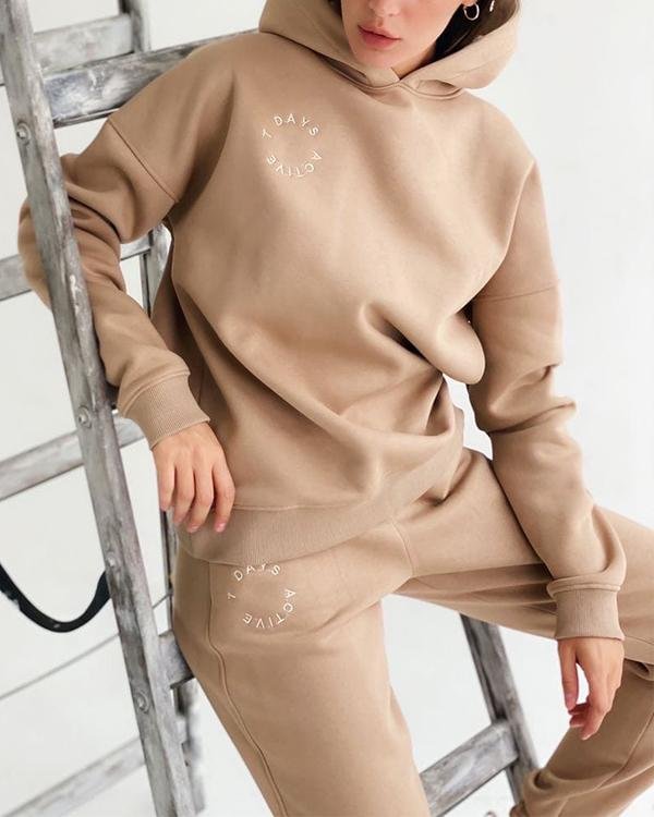 Women Tracksuits 2 Pieces Sets Street Style Hooded Sweatshirt