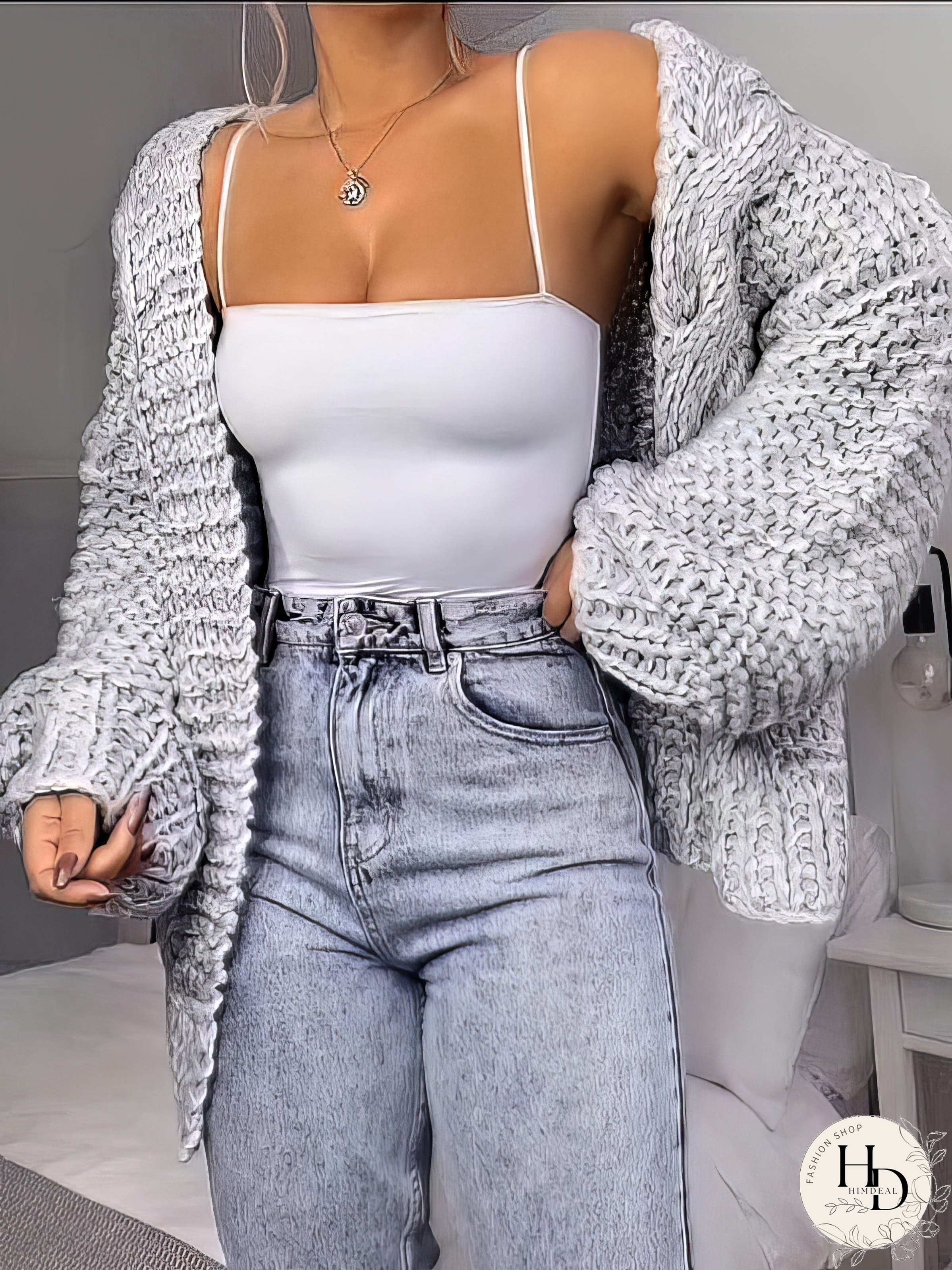 Textured Knit Long Sleeve Cardigan