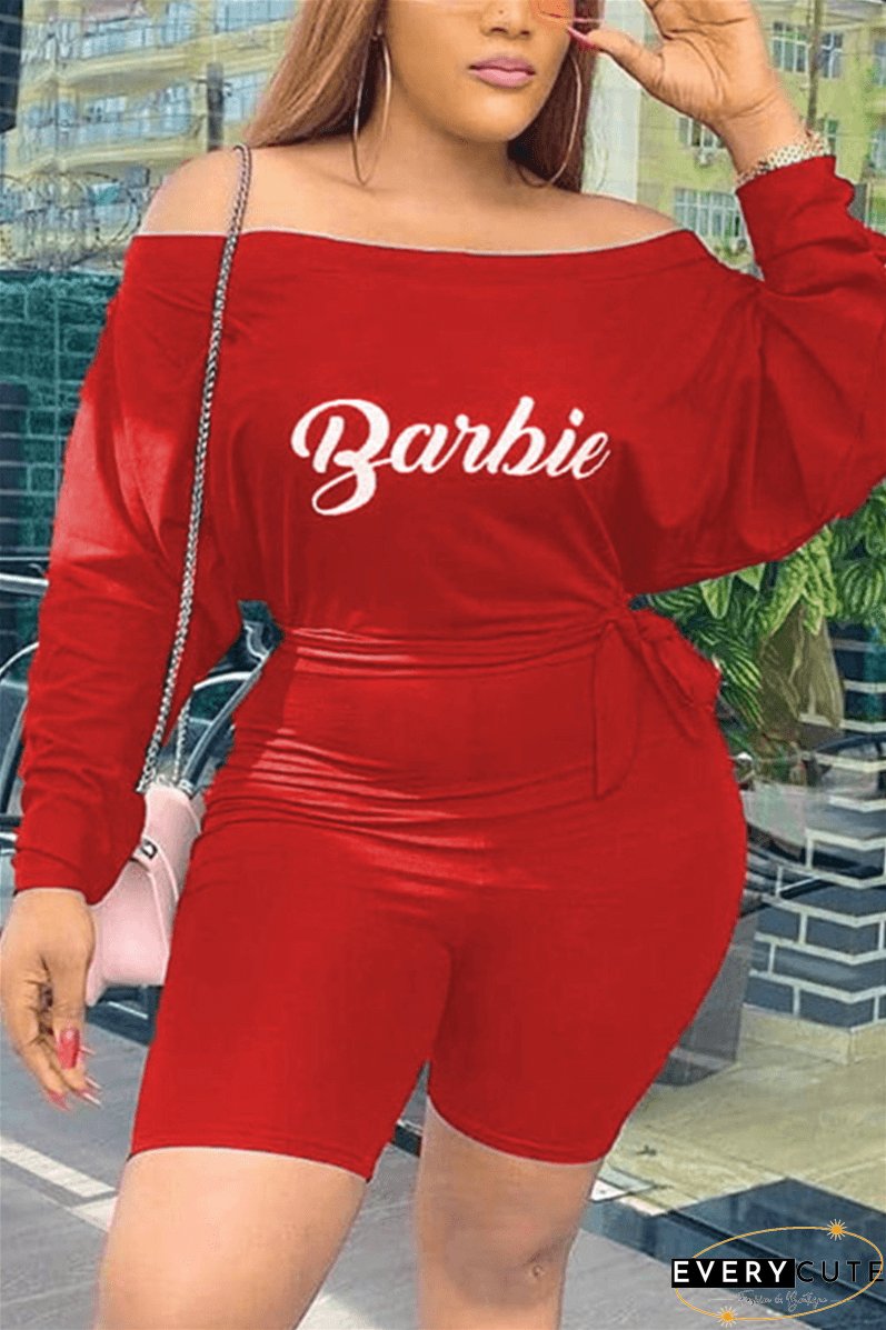 Fashion Casual Bateau Neck Letter Print Romper