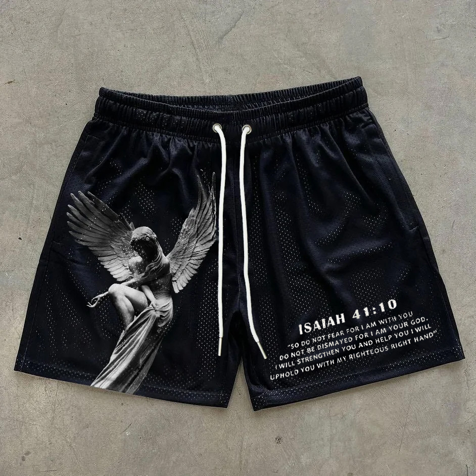 Loveciss®/ Angel Fearless 41:10 Print Casual Street Mesh Shorts