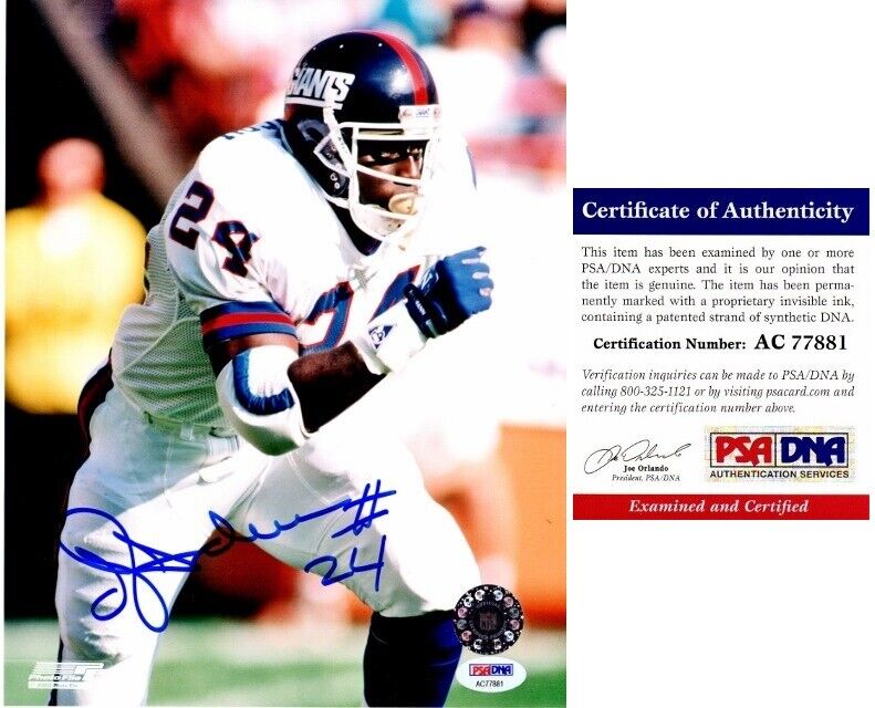 Ottis Anderson O.J. Anderson Signed New York NY Giants 8x10 inch Photo Poster painting + PSA/DNA