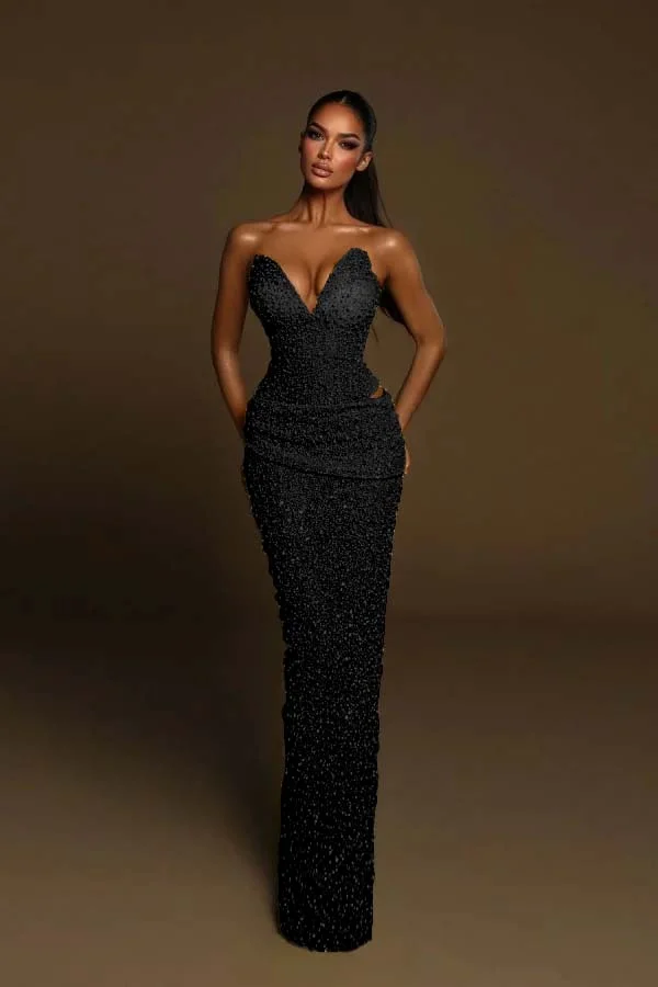 Luxurious Green Beaded Pearls Sheath Prom Dress ZT0662