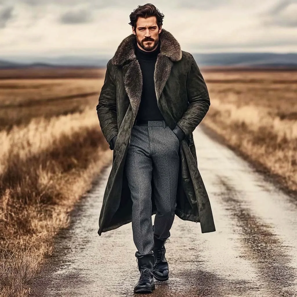 Men's Vintage Suede Fleece Coat-inspireuse