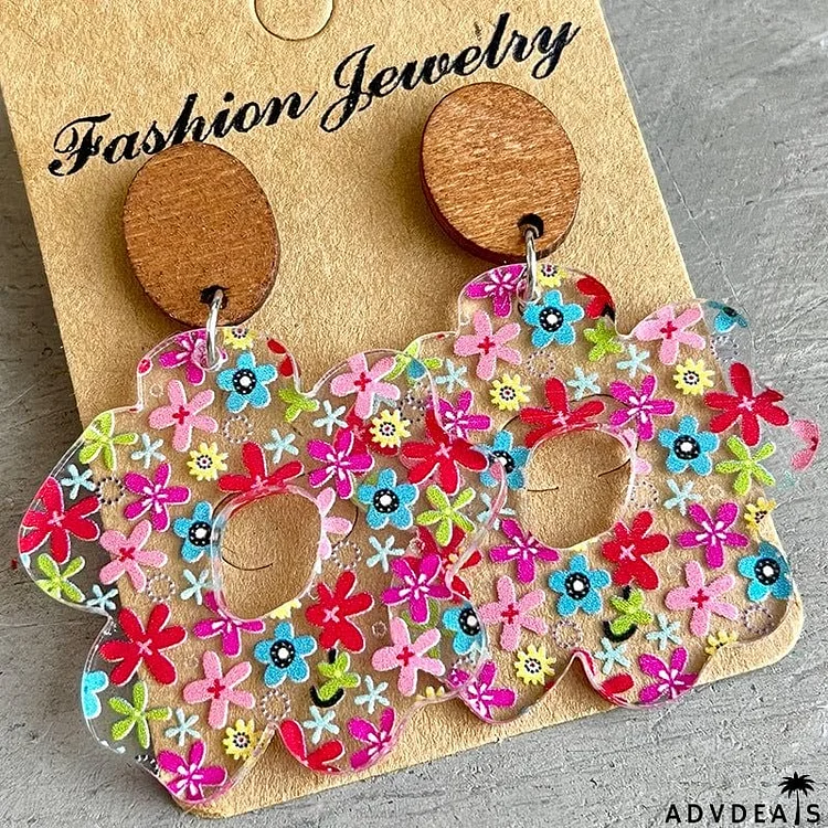 Flower Shape Acrylic Dangle Earrings