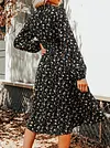 L&auml;ssig Stehkragen Weit Kleid