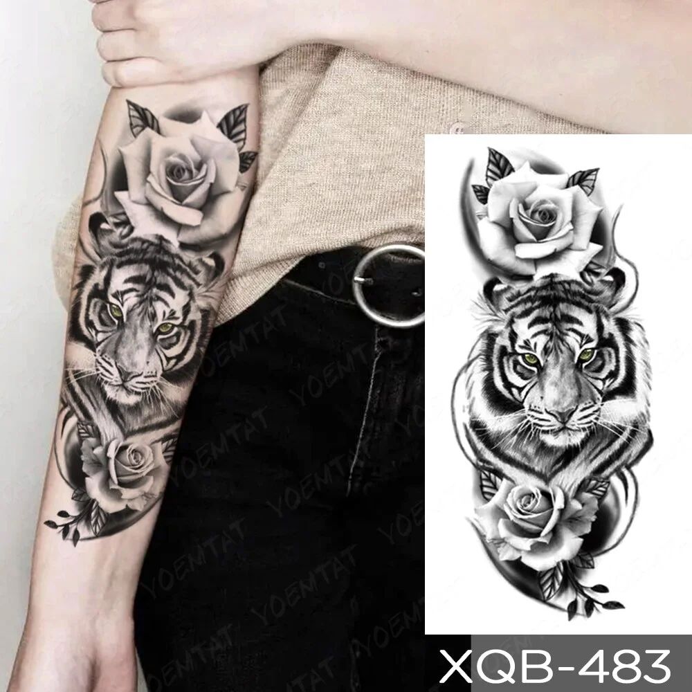 Sdrawing Temporary Tattoo Sticker Old School Lion Wolf Flash Tatto Triangle Geometry Body Art Arm Fake Tatoo Men Women