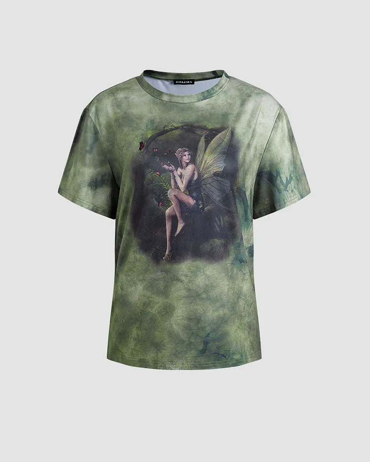 Fairy Imprint Graphic Oversized T-Shirt